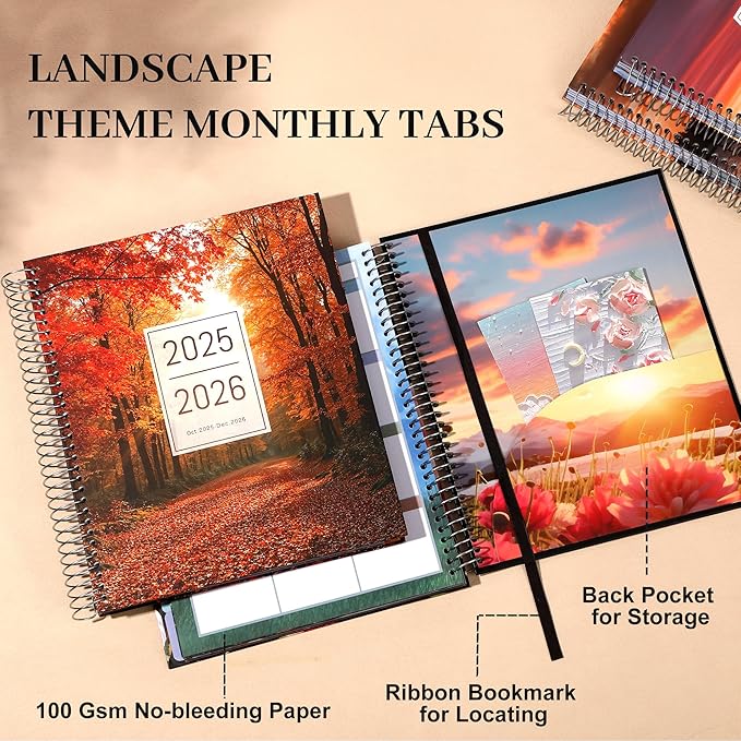 CAGIE 15 Month Planner Oct 2025-Dec 2026 Hourly Daily 2025-2026 Weekly Monthly Planners for Women 25-26 Day Hardcover Calendar Agenda with Stickers, 8.5 x 11