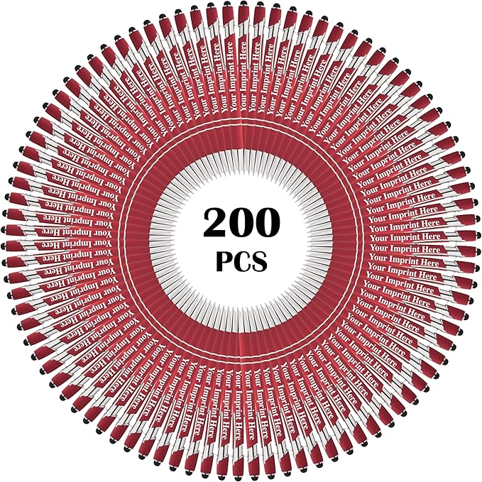 Up to 500 Pcs Custom Pens Bulk | Rainbow of Colors | Soft-Touch Metal Black Ink Personalized with Name or Message (Red, 200 pcs)