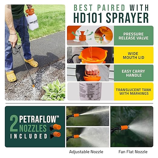 PetraMax Lockdown Sticky Mulch Glue (1 Gal) for Landscaping Bundle with HD101 1 Gallon Pump Garden Sprayer for Easy Hold Landscape