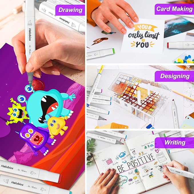 120 Colors Alcohol Markers Set, Dual Tip Fine & Chisel Drawing Markers Alcohol Marker with Case, Marker for Adults Kids Coloring Artists Drawing Sketching Card Making and Illustration