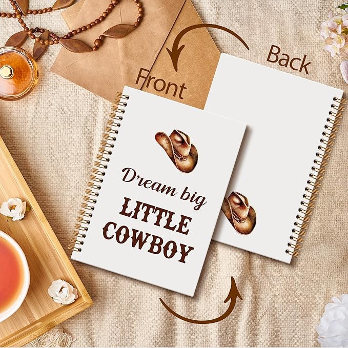 Western Cowboy Notebook Journal - Cowboy Preppy Spiral Notebook, Dream Big LittleCowboy Inspirational Notebooks Gifts for Cowboys Men Boys Kids, Preppy Western School Office Supplies, 6x8.2In