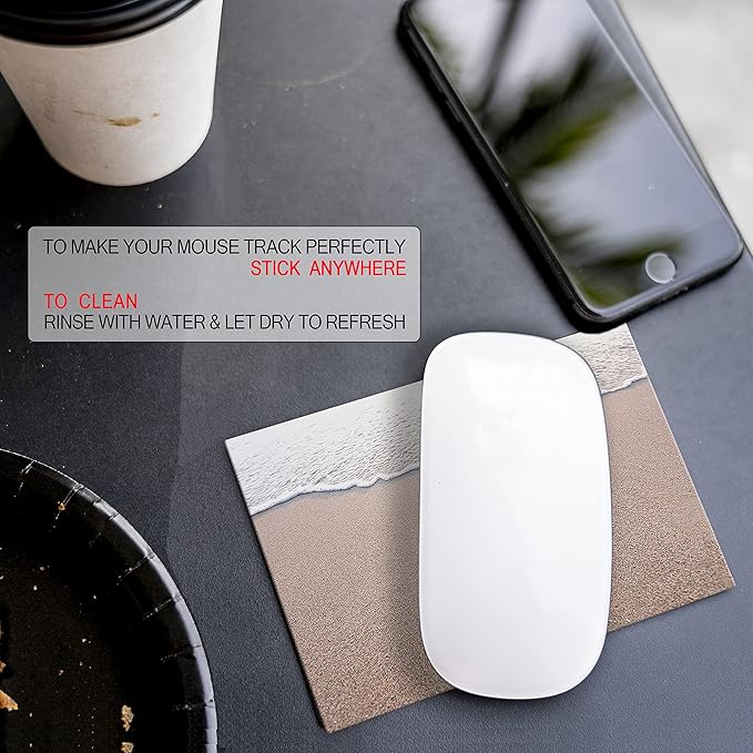 Mouse Pad Adhesive Bottom - Sticks to Any Surface - Portable - Webcam Covers and Screen Cleaner Included (YES You CAN)