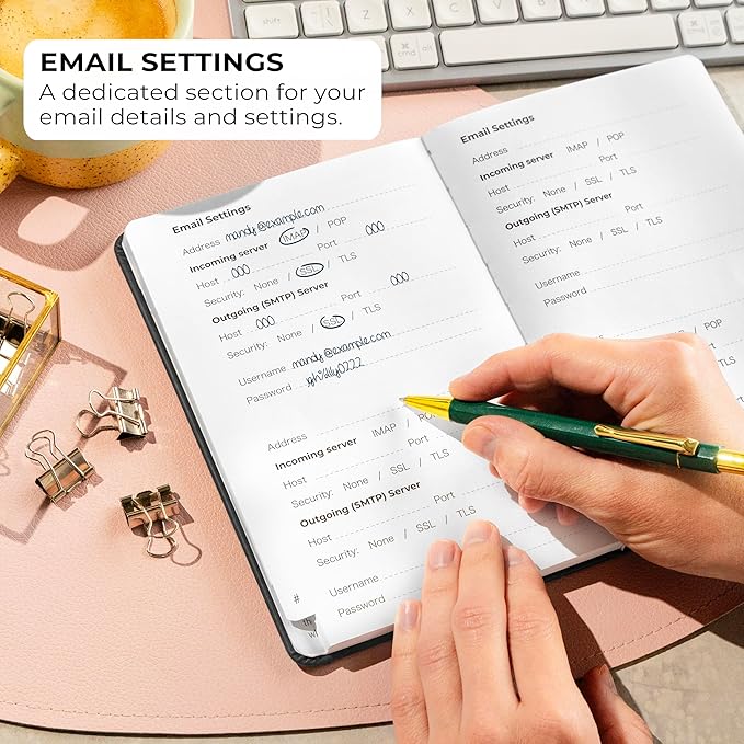 Clever Fox Password Book with alphabetical tabs. Internet Address Organizer Logbook. Medium Password Keeper for Website Logins (Black)