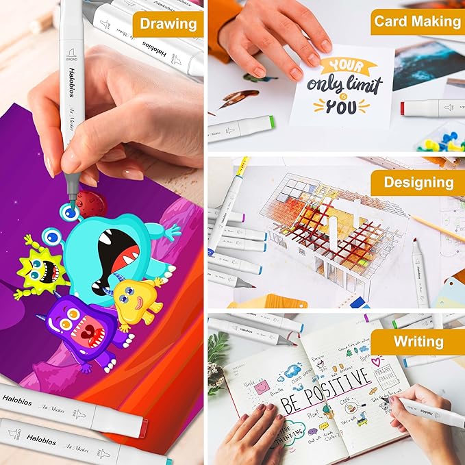 168 Alcohol Markers, Dual Tip Fine & Broad Drawing Markers Alcohol Marker Set with Case, Art Marker for Kids Adults Coloring Artists Drawing Sketching Card Making and Illustration