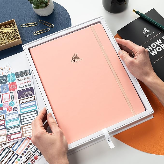 Clever Fox Hourly Planner PRO Premium – Undated Schedule Planner with Daily Time Slots – Personal Organizer Notebook for Time Management – Weekly & Monthly Life Journal, A4 size (Light Pink)