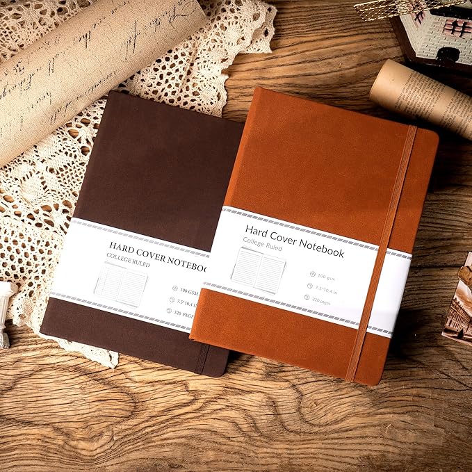 CAGIE B5 Journal Notebook for Men Women 320 Pages 100 Gsm Paper Vintage Journaling Notebooks A5 Hardcover Leather Journals for Writing Travel Work Note Taking Diary, 7.6x10 In, Brown