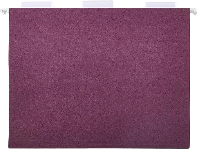 Amazon Basics Hanging File Folders, Sturdy, Letter Size, 25-Pack, Assorted Jewel-tone Colors