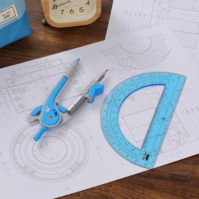 Mr. Pen- Compass and Protractor Set, Blue, Compass Geometry Tool, Protractor and Compass Set, Compass Drawing Tool, Drawing Compass, Protractor Set, Geometry Compass, Back to School Supplies