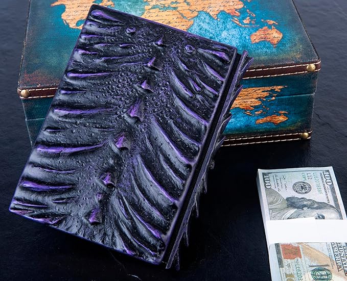 3D Dragon Eye Embossed Journal,Resin Engraving Notebook,Dnd notebook for Dragon Lovers ，Blank Paper,Hardcover Travel Notepad for Writing,Sketchbook,Collection,Gift,Decoration A4 and A5 Size (A5-Dark Purple)