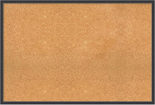 Amanti Art Natural Cork Board for Wall, 25x37 Vision Board with Black Wood Frame, Large Corkboard Office Decor for Home Organization, Traditional Corkboard Pinboard to display items for home
