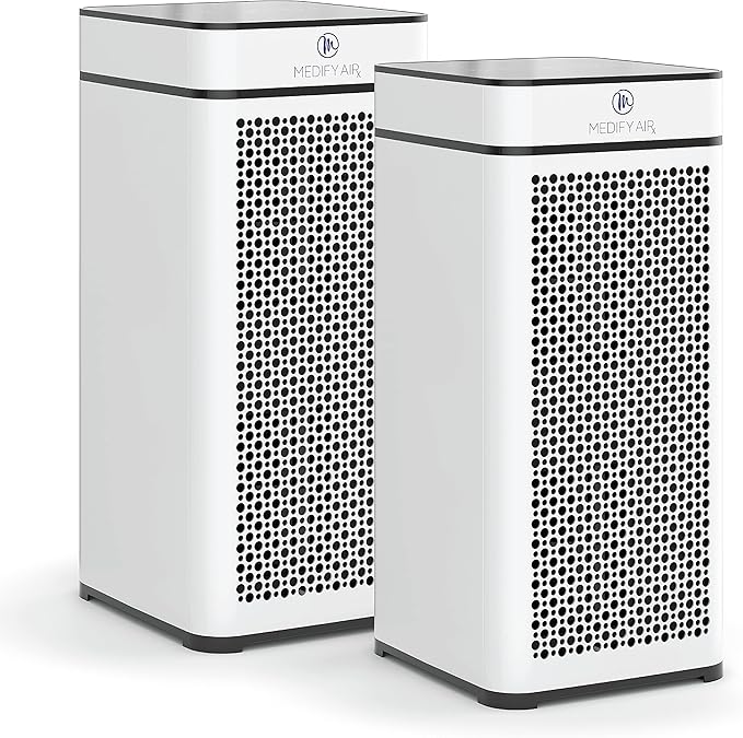 Medify MA-40 Air Purifier with True HEPA H13 Filter | 1,793 ft² Coverage in 1hr for Smoke, Wildfires, Odors, Pollen, Pets | Removal to 0.1 Microns | White, 2-Pack