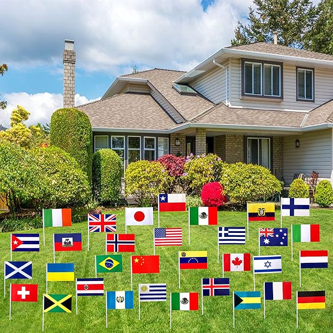 200 Countries International Stick Flags of the World Small Mini Hand Held Flags for Olympics,International Festival,8.2 x 5.5 Inch