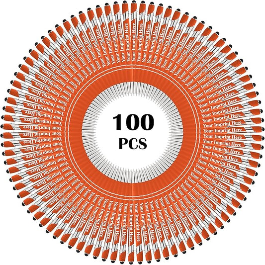 Up to 500 Pcs Custom Pens Bulk | Rainbow of Colors | Soft-Touch Metal Black Ink Personalized with Name or Message (Orange, 100 pcs)