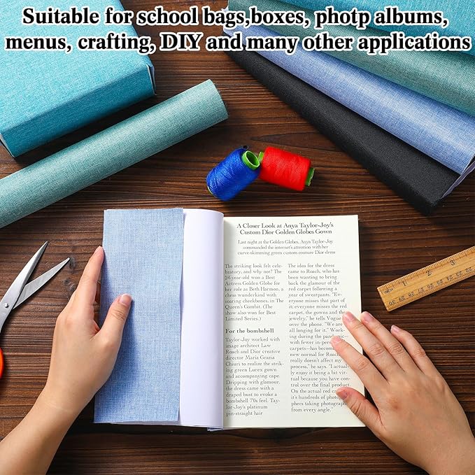 4 Pcs Book Cloth Bookcover Fabric Surface with Paper Backed Binding Cloth Fabric Book Cover for Scrapbooking Album DIY Craft Supplies Home, 4 Colors(Cool Color,14 x 10 Inches)