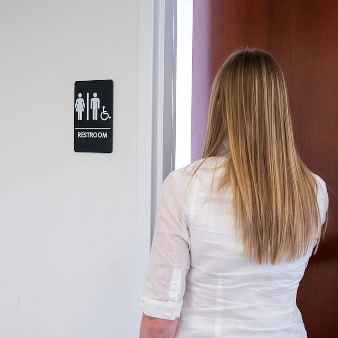Men's/Women's Restroom Sign for Handicap Accessible Restroom ADA-Compliant Bathroom Door Sign, Made in USA, Pack of 24