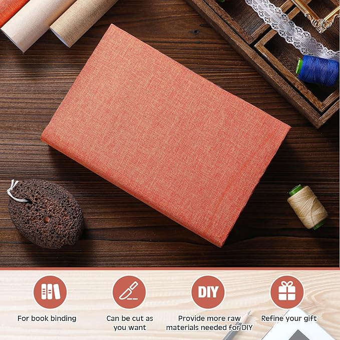 4 Pcs Book Cloth Bookcover Fabric Surface with Paper Backed Book Binding Cloth Fabric Book Cover for Scrapbooking Album DIY Craft Supplies Home, 4 Colors(Earth Color,40 x 16 Inches)