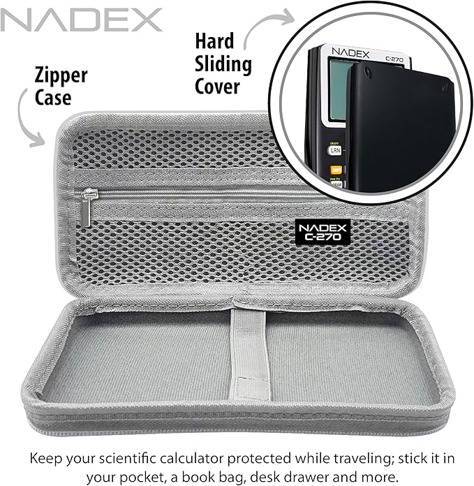 Scientific Calculator with Graphing, Includes Carrying Case, for College and High School Students, Calculus, Algebra, Geometry, Trigonometry, Statistics, Physics, Chemistry, Silver