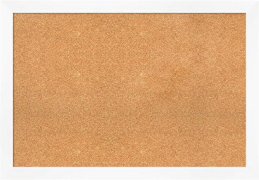 Amanti Art Natural Cork Board for Wall, 27x39 Vision Board with White Frame, Large Corkboard Office Decor for Home Organization, Modern Corkboard Pinboard to Display Items for Home Organization in