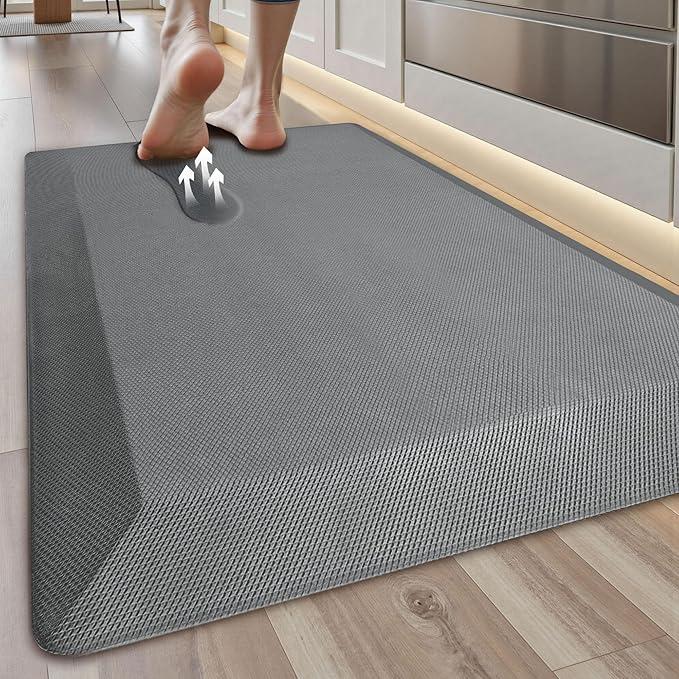 Anti Fatigue Kitchen Mats for Floor, Grey 9/10 Extra Thick Cushioned Standing Desk Mat, Comfort Memory Foam Ergonomic Kitchen Rugs and Mats Non-Slip Waterproof for Office, Kitchen, Sink, 20" x 32"