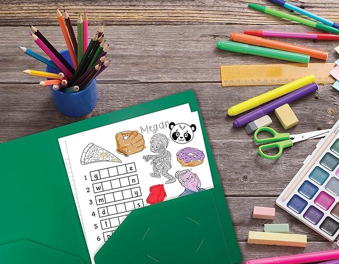 Better Office Products Heavyweight Plastic 2 Pocket Portfolio Folder, Letter Size Poly Folders 24 Pack (Green)