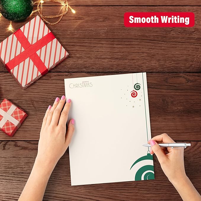easykart labels Christmas Stationery Paper Letterhead Sheets 60 Pack Holiday Xmas Theme Design For Writing Letters Computer Office Notes & Printing Supplies Size 8.5" X 11"