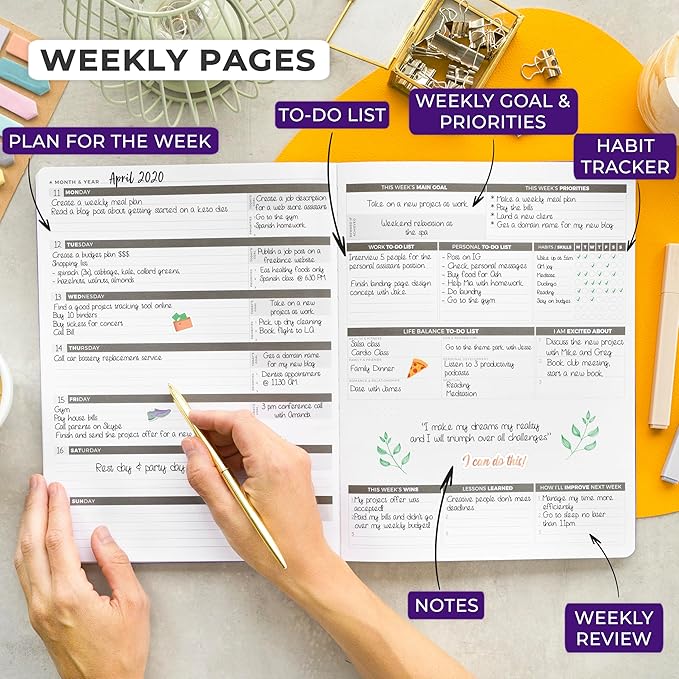 Clever Fox Planner PRO – Weekly & Monthly Life Planner to Increase Productivity, Time Management and Hit Your Goals, 8.5x11″ (Purple)