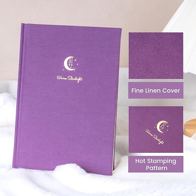 CAGIE Lined Journal Notebook for Women Girls, A5 Hardcover Linen Journals For Writing 256 Pages, Aesthetic Womens Diary, Gifts 8.3'' x 5.7'' Purple