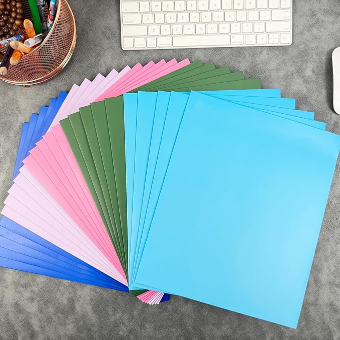 BIBRADAA® 50 Packs Blue Paper Folders with Pockets,Paper Folder Surface with Waterproofing,Letter Size,Holds 100 Plus Sheets,for School,Office,Business.(50, Dark Blue)