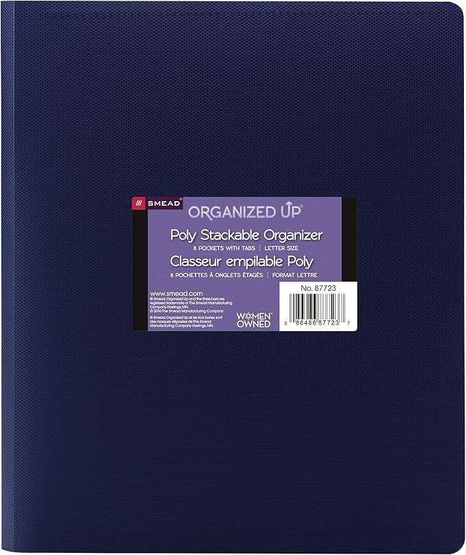 Smead Organized Up Multi Pocket Organizer, Eight Pockets, Letter Size, Dark Blue