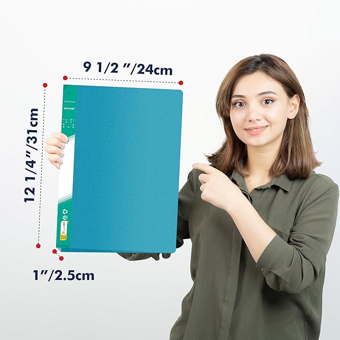Art Portfolio Folder, 40 Clear Pockets Acqua Paper Protectors Display 80 Pages Clear Presentation Book for Artworks, Letters, Report Sheets, Documents (Can Accommodate 8.5” x11 11/16”)