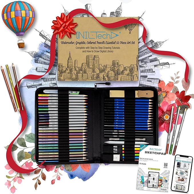 Drawing Art Supplies – 55pc Colored Pencils For Kids, Teens, And Adults Includes Charcoal, Graphite, Sketch Pencils Digital Ebook Library Of Drawing Tutorials And Sketch book