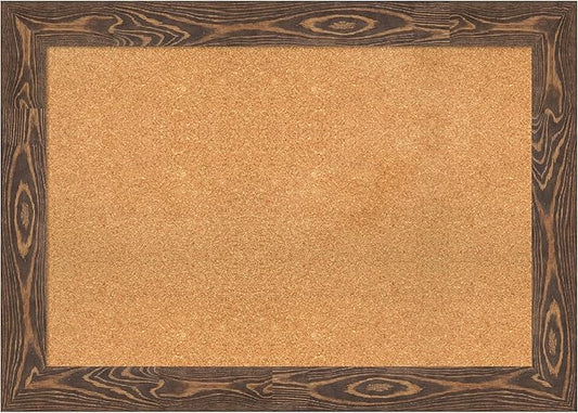 Amanti Art Natural Cork Board for Wall, 30x42 Vision Board with Brown Wood Frame, Large Corkboard Office Decor for Home Organization, Rustic Farmhouse Corkboard Pinboard to display items for home