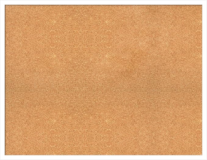 Amanti Art Natural Cork Board for Wall, 27x35 Vision Board with White Frame, Large Corkboard Office Decor for Home Organization, Modern Corkboard Pinboard to Display Items for Home Organization in