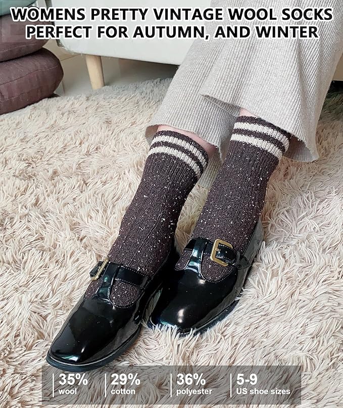 IIG Cute Warm Wool Socks for Women Super Cozy Thick Crew Winter Socks Gifts, 5 Pairs