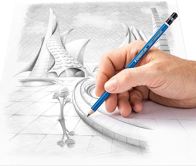 STAEDTLER Lumograph Graphite Drawing and Sketching Pencils 100G6, Set of 6 Degrees in an Attractive Storage Tin (100G6)