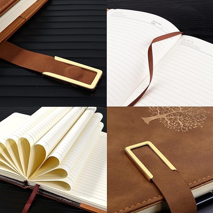 Fanery Sue Tree of Life Refillable Writing Journal for Women&Men Faux Leather Hardcover Notebook A5 College Ruled 200 Lined Pages Lay-Flat Personal Diary with Pen&Magnetic Buckle (Tree of Life-Brown)