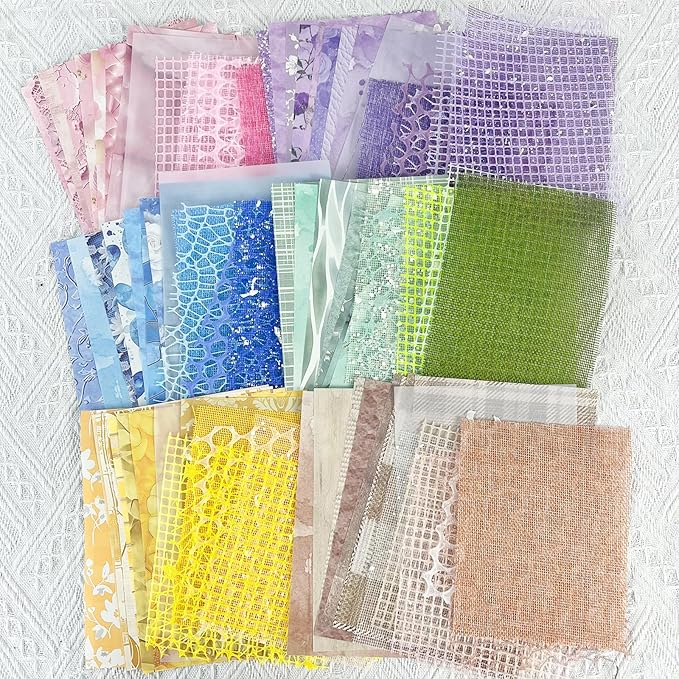 90 Sheets Scrapbook Paper with Mesh Fabric,6 Pack Aesthetic Assorted Paper for Scrapbooking, Scrapbook Supplies DIY Crafts and Card Making,7.1x5.1 Inch