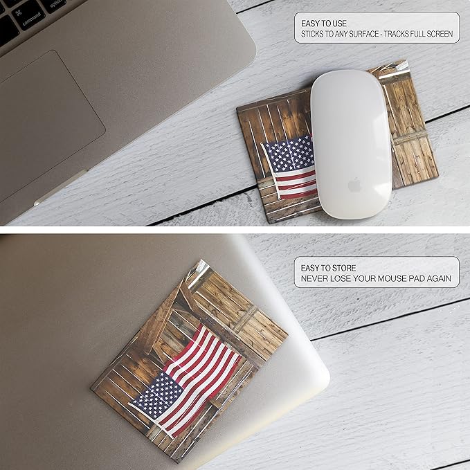 Adhesive Mouse Pad - Peel and Sticks to Any Surface - Easy Stick On Mouse Pad, Sticky for Any Surface - Excellent Tracking - USA Heartland