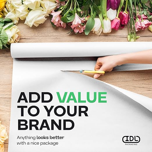 White Kraft Paper Roll 18" x 8640" (720 feet) - Quality USA-Made Large Paper Roll 50lb Thickness for Packing, Moving, Shipping & Crafts/Art - 100% Recyclable Natural Wrapping Material by IDL Packaging