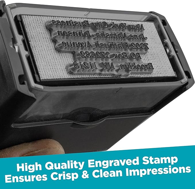 MaxMark Customized Self Inking Stamp - Up to 3 Lines of Text - Small Size - Choose from 15 Ink Colors