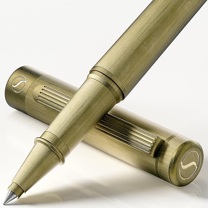 Scriveiner Bronze Rollerball Pen - Stunning Luxury Pen, Schmidt Ink Refill, Best Roller Ball Gift Set for Men & Women, Professional, Executive Office, Nice Pens