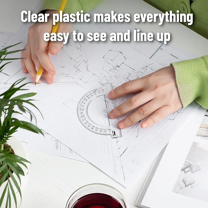 Mr. Pen- Clear Protractor 4 Inch, 24 Pack, Bulk Clear Plastic Small Protractor School