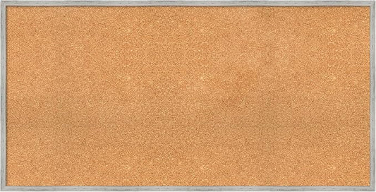 Amanti Art Natural Cork Board for Wall, 25x49 Vision Board with White Frame, Oversize Corkboard Office Decor for Home Organization, Cottage Corkboard Pinboard to Display Items for Home Organization