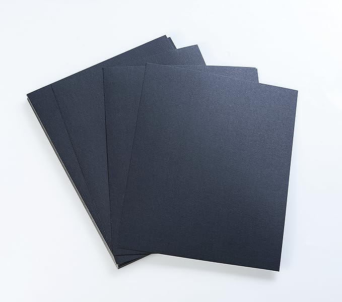 BNC Letter Size Linen Texture Paper Presentation Covers Black Color, Pack of 100