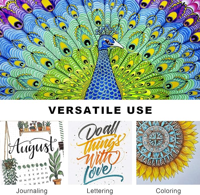 Dual Brush Marker Pens,24 Colored Markers,Fine Point and Brush Tip for Kids Adult Coloring Books Bullet Journals Planners,Note Taking Coloring Writing