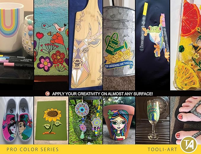 Acrylic Paint Pens 22 Yellow & Brown Tones Assorted Pro Color Series Markers Set 0.7mm Extra Fine Tip for Rock Painting, Glass, Mugs, Wood, Metal, Canvas, Projects, Non Toxic, Waterbased, Quick Drying