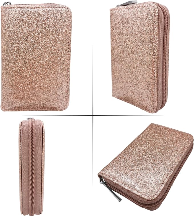 Easyoulife Genuine Leather Credit Card Holder Zipper Wallet With 26 Card Slots