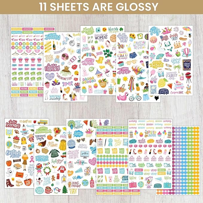 bloom daily planners Planner Sticker Value Pack (13 Unique Sheets / 1,000+ Stickers) - New Variety Assortment Bundle for Planning & Decorating