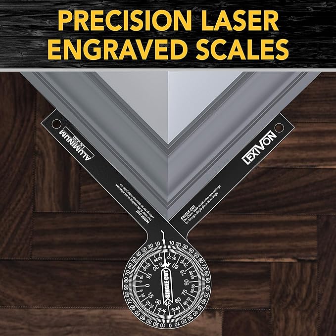 LEXIVON Aluminum Miter Saw Protractor | 7-Inch Rust Proof Angle Finder Featuring Precision Laser Engraved Scales (LX-230)