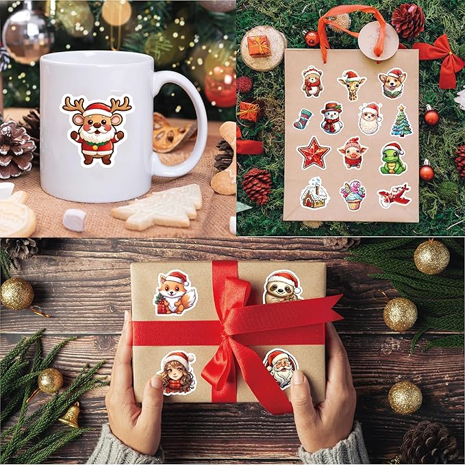100 Pcs Christmas Stickers, Merry Christmas Vinyl Stickers for Kids, Funny Christmas Holiday Stickers for Water Bottles, 2026 Christmas Stickers for Gifts